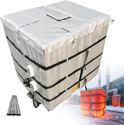 IBC Tote Heater Blanket, IBC Tote Freeze Protection, Smart Temperature Control up to 200°C, 1000L, IBC Tote Blanket with Thermostat, for Petroleum, Chemical, Food Processing Grey