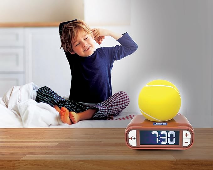 LEXiBOOK, Tennis, Tennis Nightlight Alarm Clock, Sounds and Melodies, Backlit LCD Screen, Luminous, Snooze, RL800T