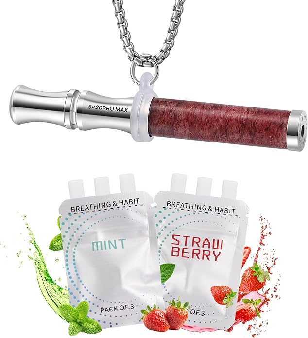 Breathe Free Necklace, Natural Stone Breathing Necklace for Stress Relief, Mindfulness and Relaxation, Anxiety Necklace Mindful Breathefree Calm Tool with Plant Cores, Portable Wellness Gift for Adult