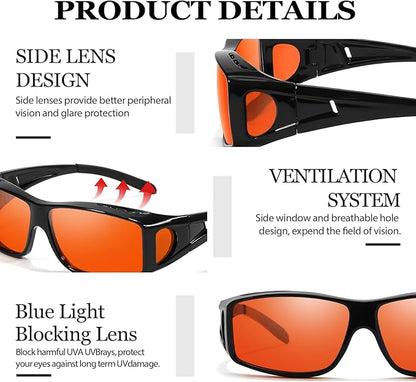 LVIOE Fit Over Blue Light Blocking Glasses and Computer Eyewear- Wear Over Prescription Glasses/Reading Glasses/RX Glasses