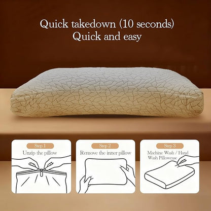 Memory Foam Pillows for Sleeping Adjustable Breathable Bed Pillow for Side, Back, and Stomach Sleepers Washable Pillow Cover Stardust King Size 18x34IN
