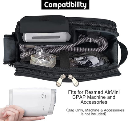 Portable CPAP Travel Bag Compatible with ResMed AirMini Machine and Accessories, CPAP Small Carrying Case Storage Bag for Home and Travel Use (Bag Only)
