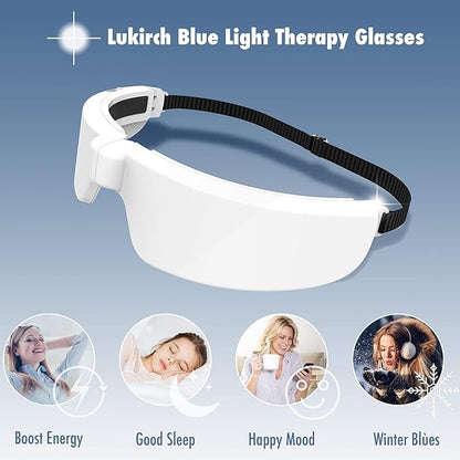 Light Therapy Glasses, Portable & Wearable UV-Free Blue Light Therapy Lamp, Natural Relief for Good Sleep, Happy Mood, Boost Energy and Jet Lag (Glasses-I)