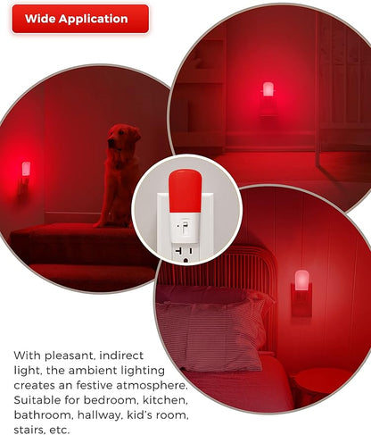 L LOHAS LED Red Night Light Plug in, Dimmable Light LED Night Lights with Dusk to Dawn Sensor, 5-80LM Adjustable Brightness Red Light for Nursery Kids Room Hallway Kitchen, Christmas Gift 2 Pack