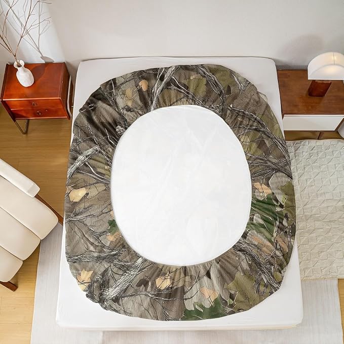 Tree Kids Full Size Fitted Sheet,Plant Camo Branches Leaves Boys Girls Bed Sheets,Natural Landscape Retro Room Decor,Brown Bedding Set,2 Pillowcases(No Flat)