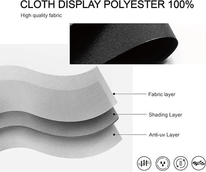 Cordless Roller Shades 100% Blackout Blinds for Windows and Doors, Pull Down Room Darkening Window Shades, Easy to Install for Home and Office, Black, Fixed 75 Inches High, 51 Inches Width