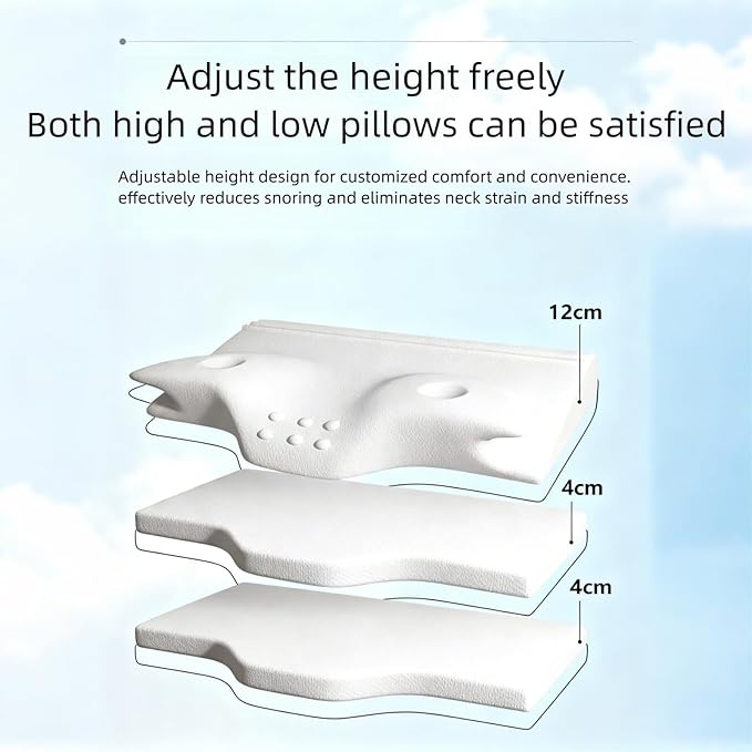 2026 Upgraded Air Way Sleep Apnea Pillow - Premium Memory Foam, Breathable & Not Stuffy, Ergonomic Design for Side/Back/Stomach Sleepers (Black)