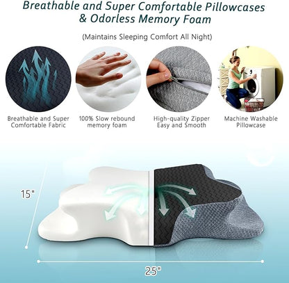 Cervical Pillow for Neck Pain Relief, Memory Foam Pillows, Ergonomic Contour Bed Pillow, Soft for Side Sleep Stomach Sleeping and Back Sleepers