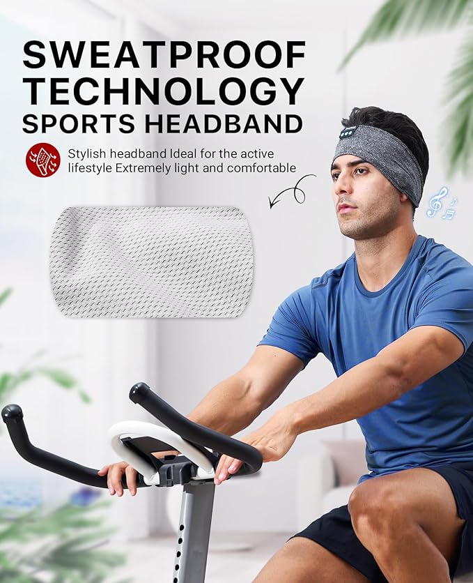 Perytong Sleep Headphones Wireless, Bluetooth Sports Headband Headphones with Ultra-Thin HD Stereo Speakers Perfect for Sleeping,Workout,Jogging,Yoga,Insomnia, Air Travel, Meditation (Grey)