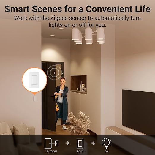 SONOFF Zigbee Smart Light Switch, Required SONOFF Zigbee Hub, Interruptor Inteligente, Smart Switch No Neutral or with Neutral, Voice Control with Alexa Google Home, Zigbee Switch ZBM5-1C-120W