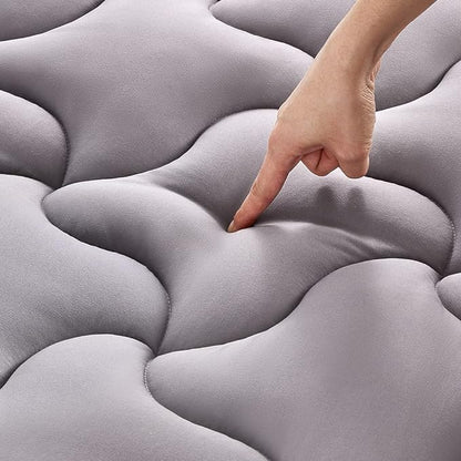 SLEEP ZONE Queen Size Mattress Pad, Cooling Mattress Topper, Quilted Fitted Mattress Cover, Machine Washable Mattress Protector, Soft Fluffy Down Alternative, Deep Pocket 8~21 inch (Grey, Queen)