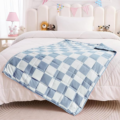 yescool Blue Checkered Weighted Blanket 7 Pounds Plaid Weighted Throw Blanket, Heavy Blanket for Sleeping, Tartan Bed Throw Blanket Gift for 60-80lbs, 40"x60"