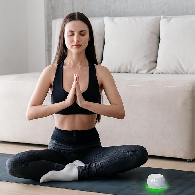 Soundary Ceramic Craft Bluetooth Speaker for Meditation & Yoga, Sound Therapy Machine for Stress Relief, Sleep Aid and Focus, Deep Bass, Louder Volume, Light Effect for Boxing Breathing (Purple)
