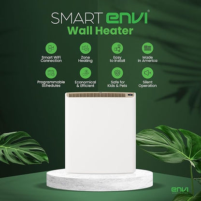 Smart Envi Wi-fi Plug-in Electric Wall Heater - Energy Efficient Smart Heaters for Indoor Use - App Controlled Electric Heater with Thermal Shut Off Switch - Compatible with Alexa & Google Home
