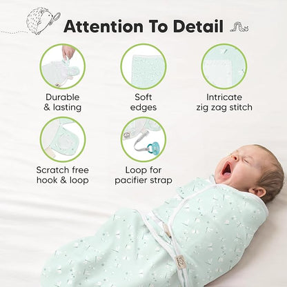 3-Pack Organic Baby Swaddle Sleep Sacks - Swaddles for Newborns, Infant 0-3 Months, Baby Girls, Boys, Soft & Snug Newborn Sleep Sack, Nursery Swaddling Blankets (Garden, OS)