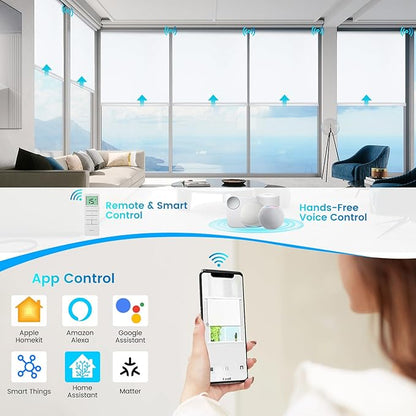 Motorized 100% Blackout Roller Shades – Custom Smart Blinds with Remote, Rechargeable Battery or Plug-in Motor, Tuya WiFi Optional, Home & Office Automatic Window Shades (Honey Beige/CH9442)