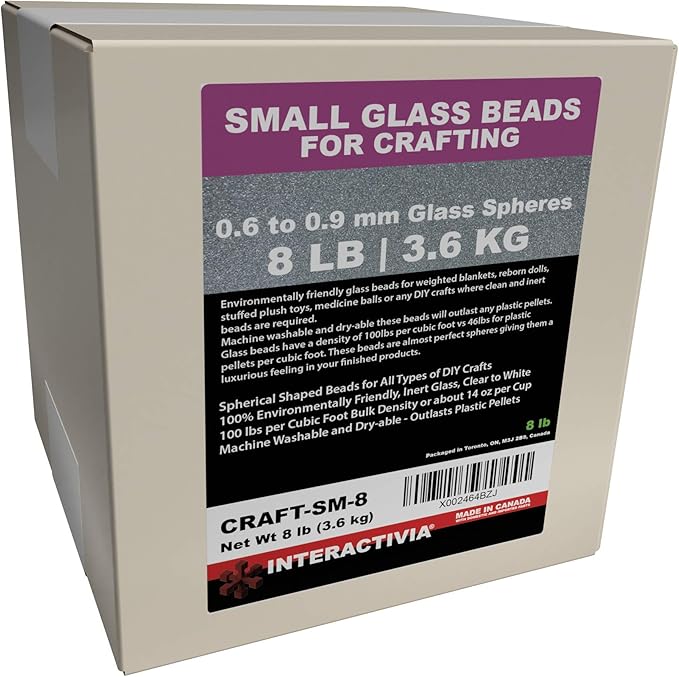 8 lb of Craft Glass Beads Microspheres 0.6 mm to 0.9 mm for Weighted Blankets, Stuffies, Reborn Dolls, Sensory Crafts