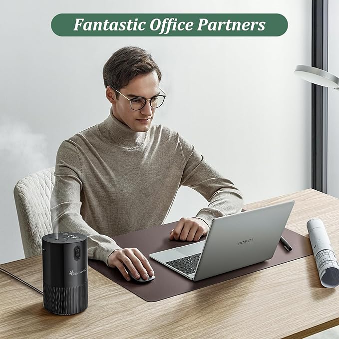 Waterless Diffuser for Essential Oil - Aroma Diffuser for Home with Battery Indicator, Portable Smart Scent Air Machine 1/2/3 & Continuous Mist, Timing & Auto-Off Function