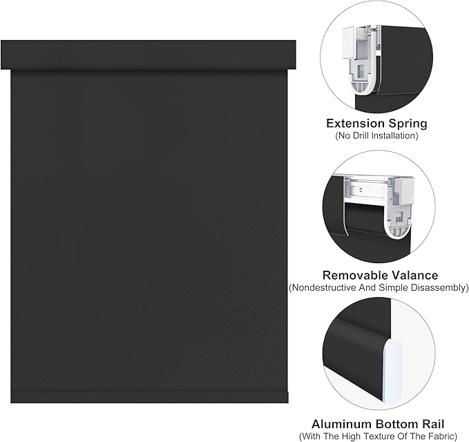 Bringnox No Drill Motorized Blinds with Remote,Blackout Windows,with Apple Homekit,Alexa,Google, with App,Voice Control Custom Size