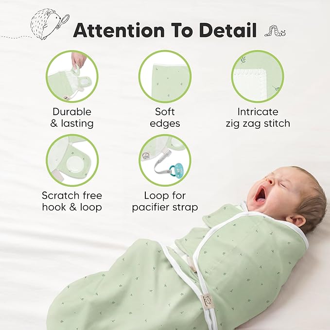 3-Pack Organic Baby Swaddle Sleep Sacks - Swaddles for Newborns, Infant 0-3 Months, Baby Girls, Boys, Soft & Snug Newborn Sleep Sack, Nursery Swaddling Blankets (Bunnies, XS)