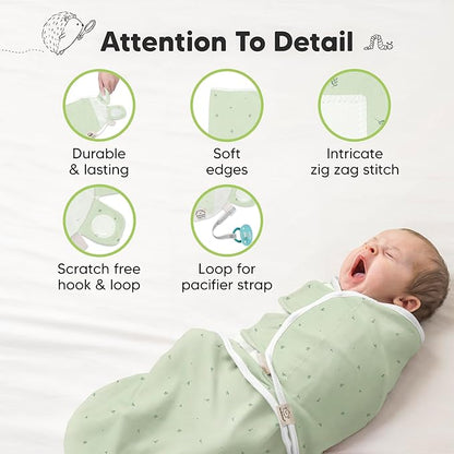 3-Pack Organic Baby Swaddle Sleep Sacks - Swaddles for Newborns, Infant 0-3 Months, Baby Girls, Boys, Soft & Snug Newborn Sleep Sack, Nursery Swaddling Blankets (Bunnies, XS)