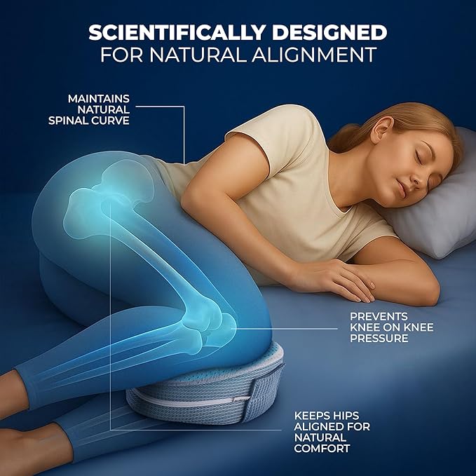 Cooling Gel Knee Pillow for Side Sleepers Hip Pain - Between Leg Pillow for Side Sleeping - Sciatica Pain Relief Support for Lower Back, Knees, Joints, and Spine