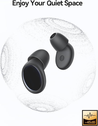 Ear Plugs for Sleeping 45dB Noise Cancelling Ear Plugs for Noise Reduction & Snoring, Concerts, Earplugs for Sleep, Sider Sleepers Airplane, Silicone Earplugs Reusable Concert Ear Plug +8Tip DarkBlack