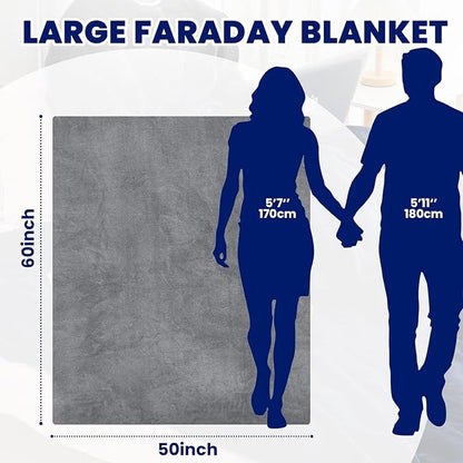Preboun 61 x 51.18 Inch Large Faraday Blanket for Protection Pregnant Babies, Emf Blocker Blanket for 5 g, Bluetooth, Phone Towers, Two Sides Using for Beds Couches Travel (Flannel, Grey)