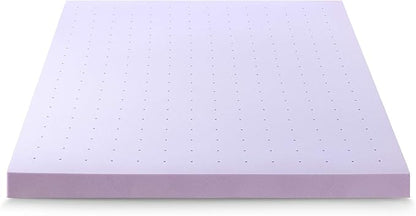 Mellow 4 Inch Ventilated Memory Foam Mattress Topper, Soothing Lavender Infusion, CertiPUR-US Certified, King