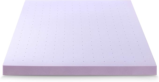 Mellow 4 Inch Ventilated Memory Foam Mattress Topper, Soothing Lavender Infusion, CertiPUR-US Certified, Twin