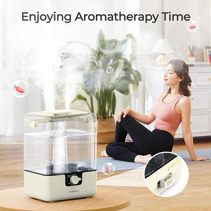 CHIVALZ Humidifiers for Bedroom Large Room Home, 6L Cool Mist Humidifier for Baby and Plant, Oil Diffuser, Top Fill Humidifier with Night Light, Quiet 23dB, Up to 26H, CreamyYellow 1Pack