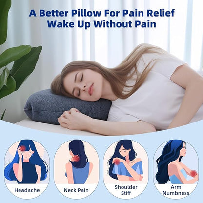LOFE King Adjustable Memory Foam Pillow - 4 Height from 1.2 to 4.8in, CertiPUR-US Cervical Pillow for Neck Pain Relief, Neck Support Pillow for Side Sleepers, Back/Stomach Sleepers, a Removable Cover