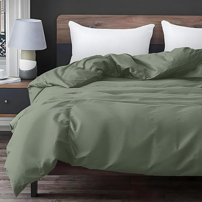 ZonLi 60"x80" New Green Duvet Cover, Oeko-texCertified 100% Cotton, Queen Size RemovableDuvet Cover for Weighted Blanket