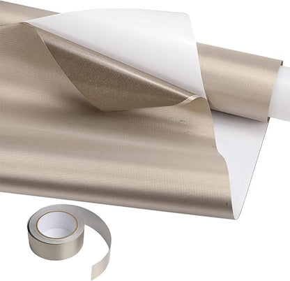 Faraday Fabric with Adhesive Backing 43" x 157.4" + Faraday Tape | Military Grade RFID Shielding Cloth | Block 5G Signals/Anti-Theft Brush | Privacy Protection for Wallet/Passport (43in W*157.4in L)