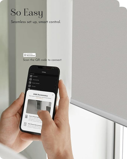 Graywind Smart Roller Shades 100% Blackout Window Blinds with APP Control Customized Automatic Shades for Home and Office(43" Wx72 H,White)