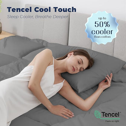 Queen Size 4 Inch Memory Foam Mattress Topper,Dual Layer Medium Support 2" Gel Memory Foam and 2" Mattress Pad for Back Pain Relief,Tencel Fabric,CertiPur-US Certified,Gray