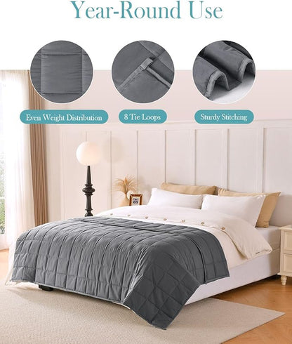 Topblan Weighted Blanket for Adults 12lbs, Soft Cooling Breathable Weighted Throw for Sleeping, Washable Heavy Blanket with Glass Beads for Winter, Sofa Bed, 48"x72" Twin Size
