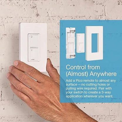Lutron Caseta Deluxe Smart Light Switch Kit w/ Wall Plate and Smart Hub, Compatible w/ Alexa, Apple Home, Google Home, Single-Pole/3 Way, 5 Amp, P-BDG-PKG2WS-WH