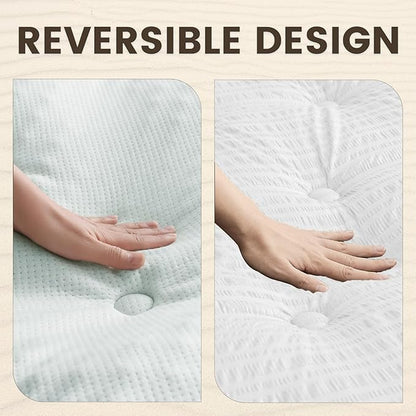 QUIETSEA Reversible Short Queen Mattress Topper Egg Crate Memory Foam Mattress Topper, Bamboo Viscose Mattress Pad Short Queen, Noiseless Waterproof Mattress Cover with Deep Pocket up to 21", 60"x75"