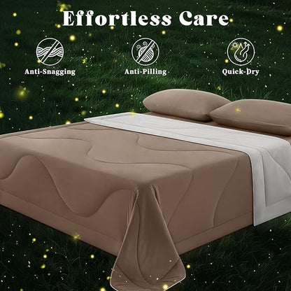 Cooling Comforter Twin Size, Double-Sided Cooling Blanket for Hot Sleepers & Night Sweats, Arc-Chill Q-Max > 0.4 Breathable Ice Blanket, Lightweight Cold Comforter (68''x90'', Brown)