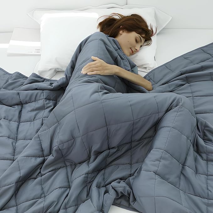 Weighted Idea Weighted Blankets for Adults (Dark Grey,60"x80",20lbs) Breathable Cooling Blanket Queen Size with Premium Glass Beads Heavy Soft Throw Blanket for All-Season