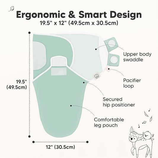 3-Pack Organic Baby Swaddle Sleep Sacks - Swaddles for Newborns, Infant 0-3 Months, Baby Girls, Boys, Soft & Snug Newborn Sleep Sack, Nursery Swaddling Blankets (Sage, XS)
