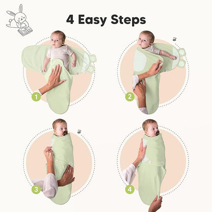 3-Pack Organic Baby Swaddle Sleep Sacks - Swaddles for Newborns, Infant 0-3 Months, Baby Girls, Boys, Soft & Snug Newborn Sleep Sack, Nursery Swaddling Blankets (Mellow, OS)