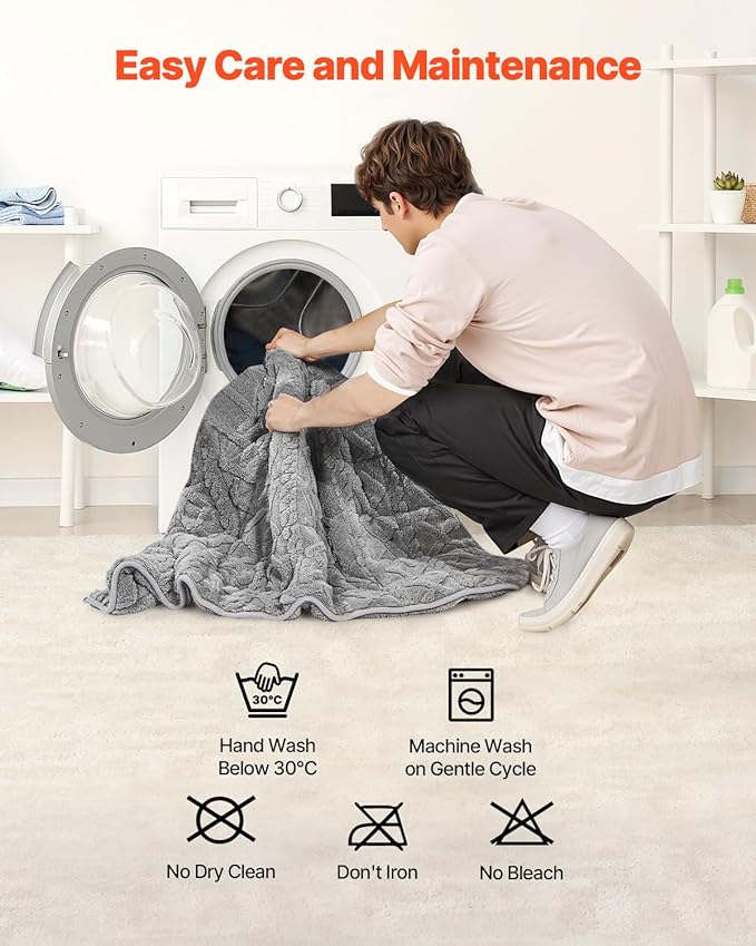 VEVOR Weighted Blanket, 20 lbs, 60 x 80 in Queen Size, Sherpa Fleece Heavy Blanket with Glass Beads, Soft Warm Cozy Fluffy Touch, for 200-250 lbs Adults, Improve Sleep Quality, Grey
