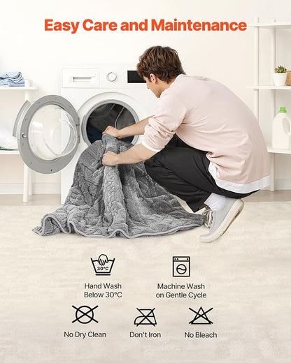 VEVOR Weighted Blanket, 20 lbs, 60 x 80 in Queen Size, Sherpa Fleece Heavy Blanket with Glass Beads, Soft Warm Cozy Fluffy Touch, for 200-250 lbs Adults, Improve Sleep Quality, Grey