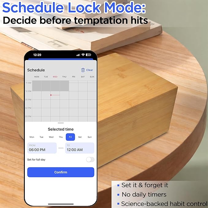 Timed LockBox Habit Control App - Bluetooth Lock Box with Timer to Reduce Screen Time, Unplug from Video Games, Snacks, Socials - Simple, Timer & Schedule Modes - 366 Days Time Locking Container