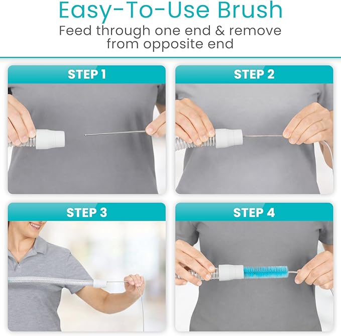 Vive CPAP Tube Cleaning Brush - Stainless Steel Cleaner for Mask and Pipe - Wire Bristle Solution - for 7 Foot Hose and 22 mm Diameter - Portable, Flexible and to Easily Clean Standard Tubing Kit