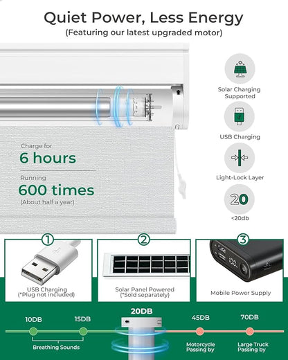 Allesin No Drill Motorized Blinds with Remote | Rechargeable Smart Blackout Roller Shades, Cordless Electric Window Blinds for Bedroom, Living Room, Home Office, Snow-Jacquard 27x72 Inches