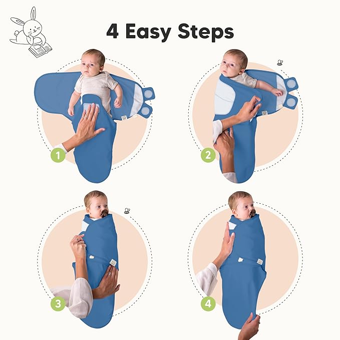 3-Pack Organic Baby Swaddle Sleep Sacks - Swaddles for Newborns, Infant 0-3 Months, Baby Girls, Boys, Soft & Snug Newborn Sleep Sack, Nursery Swaddling Blankets (Frost, OS)