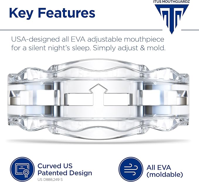 SilentZzz – USA-Designed & FDA-Cleared All EVA Anti Snoring Mouthguards (1+1 Backup) – Adjustable Anti Snore Mouthpieces with Patented Design for a Silent Night`s Sleep, Large Size